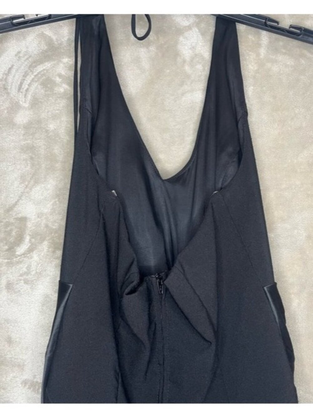 B. Darlin Black Halter Vintage Y2K Tie Back Satin Evening Dress Rhinestone Vneck - Picture 14 of 16